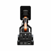 Rear view of the Simucube ActivePedal Ultimate displaying power, pedal ports, SC-Link connection, and cable routing.