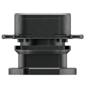 Side profile of the Link Quick Release for Simucube 3 showing the locking collar and mounting flanges