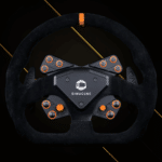 Simucube Tahko GT-21 Black Edition steering wheel angled front view highlighting ergonomics and controls