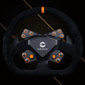 Simucube Tahko GT-21 Black Edition steering wheel angled front view highlighting ergonomics and controls