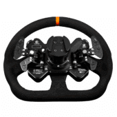 Simucube Valo GT-23 steering wheel rear view showing wireless electronics and paddle shifter assembly