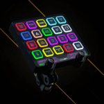 BavarianSimTec Control Center sim racing button box angled view with RGB buttons and dual rotary encoders