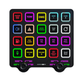 BavarianSimTec Control Center sim racing button box front view with customizable RGB buttons and encoder controls
