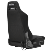 Rear side view of Next Level Racing ERS3 Haptic Feedback sim racing seat showing shell design and recline mechanism