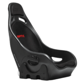 Next Level Racing ES1 Haptic Feedback sim racing seat side profile showing integrated haptic module and deep bucket design