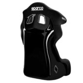 Angled rear view of Sparco QRT CIRCUIT II racing seat highlighting shell curvature and mounting points