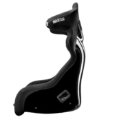 Side profile of Sparco QRT CIRCUIT II racing seat showing deep bucket design and head support structure