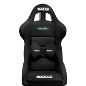 Front view of Sparco QRT PRO 2000 racing seat with integrated lumbar cushions and deep side bolsters