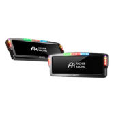 Two Ascher Racing 8 inch dashboards angled view showing slim profile and RGB LED lighting