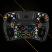 Simagic Zeus Formula steering wheel without display featuring RGB controls and carbon fibre finish