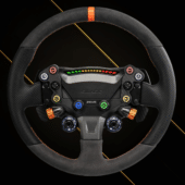 Simagic Zeus Sport steering wheel front view with integrated RPM light bar and round GT design
