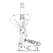 Technical illustration showing the adjustable lever positions of the TAU Handbrake V2 sim racing handbrake for personalised driving ergonomics.