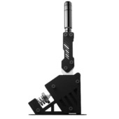 Side profile of the TAU Handbrake V2 professional sim racing handbrake with progressive spring mechanism and 100kg load cell.