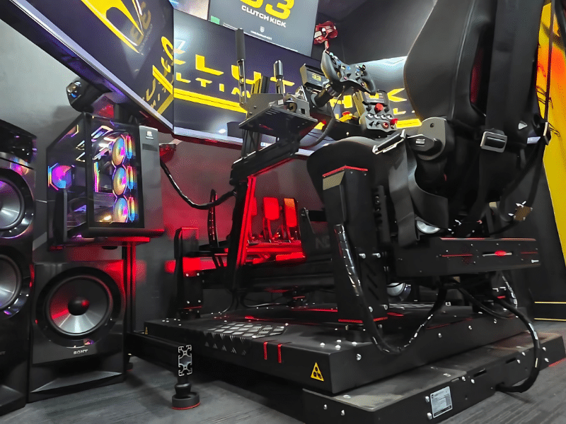 Clutch Kick integrated motion racing simulator platform installation